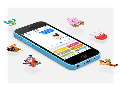 Facebook Messenger Stickers app blue chat design fun product stickers website
