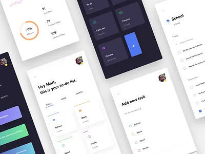 To-do App - Matt's Profile black ios list menu minimal schedule statistics task to do todo white
