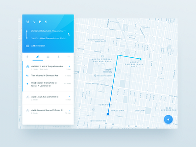 Directions module concept blue clean design direction map material minimal navigation route ui ux
