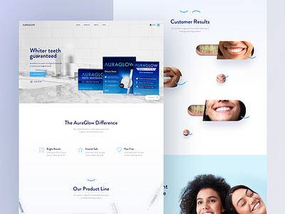 Auraglow - Landing Page auraglow clean dental glow glowing teeth teeth whitening ui webdesign whitening