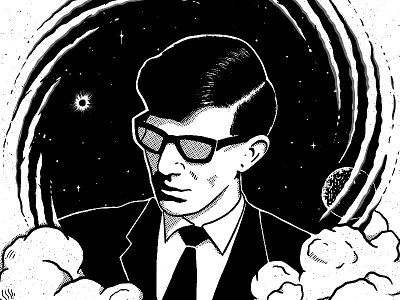 A Brief Moment in Time hawking mural halftones procreate science space texture