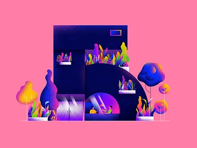 FIVE 36daystype 5 hiwow home house illustration plants