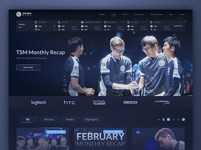 Homepage Design for eSports Team Website cybersport dark esports game gaming league of legends team ui ux web design website zajno