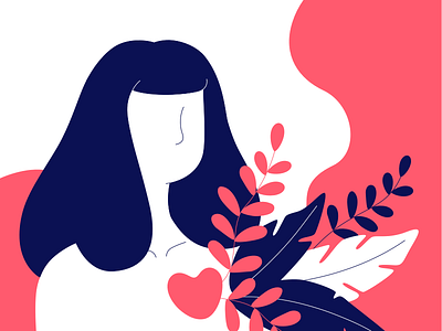 Love Nature character color earth flat garden heart illustration love nature plants women