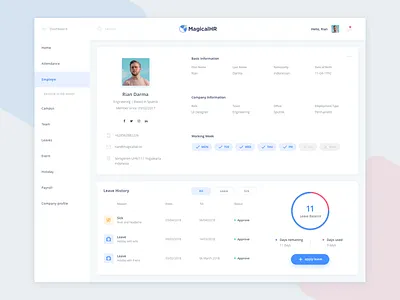 Magical Lab Hr Profile chart clean dashboard employee graph hr minimal saas stats ui