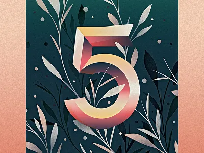 5 36 days of type 5 drop cap five floral illustration lettering logotype number ornament type