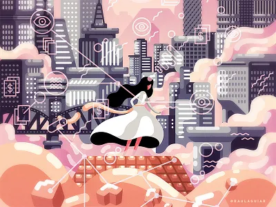 The 33rd marriage of Donia Nour adobe illustrator books city editorial illustration vector