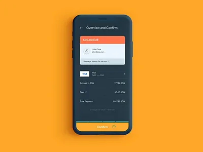 Send Money app app card clean color currency flat material design minimal mobile money phone send money