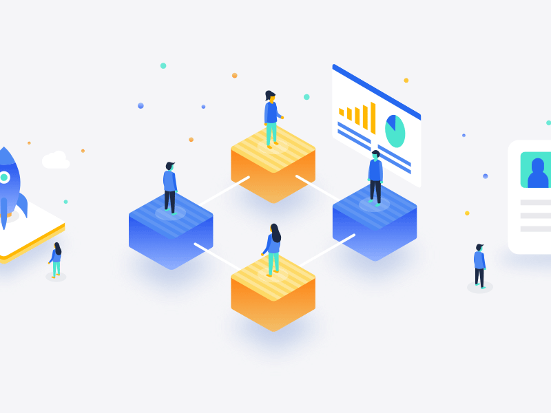 Blockchain Isometric Illustrations blockchain brief case coin crypto illustration isometric landing page web design work