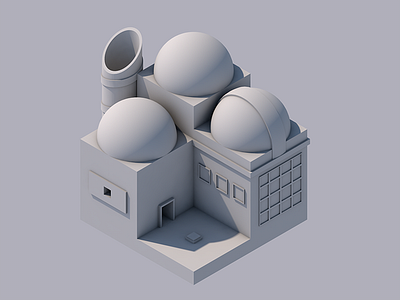 Citadel 3d architecture c4d cartoon cinema 4d cube isometric lighting primitives shading white