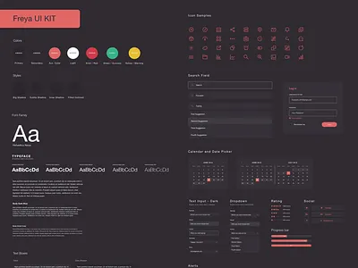 Freya UI Kit (Free download) components dark download free icons interface ui kit web