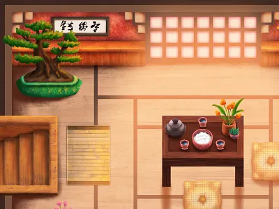 Interior Concept asian concept art digital art game game art interior isometric japanese rpg top down video game