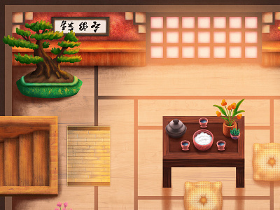Interior Concept asian concept art digital art game game art interior isometric japanese rpg top down video game