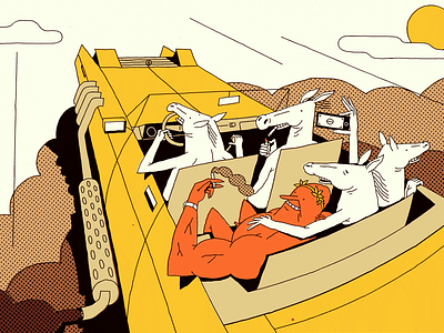 Helios car charriot fire fly god grek horse illustration sky speed stallion sun