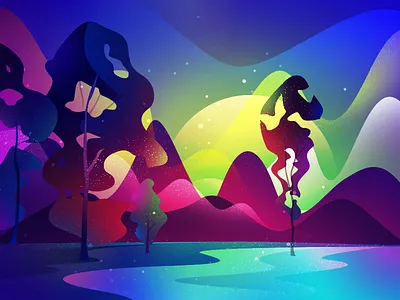 Scenery Illustration colour adventure fiction ui illustration landscape planet scenery science space gradient universe mountain