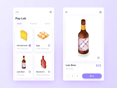 Pop lab 2.5d app beer bread egg icon meat pork ui vegetable