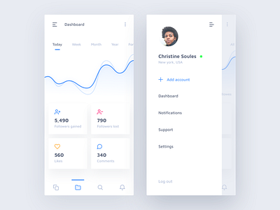 Instagram checker app app blue clean design graph minimal mobile modern profile ui uiux ux