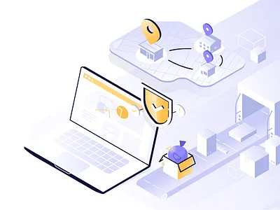 Own Your Time 3d illustrator isometric laptop marketing purple shopify