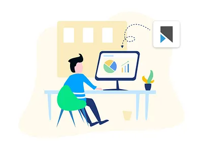 Illustration for Vookmark [ 2 ] - Video Bookmarking Service desk eco illustration promo ui ux vookmark workplace