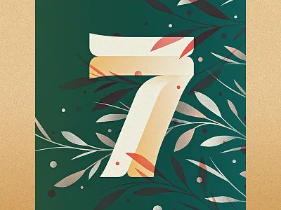 7 36 days of type 7 drop cap floral illustration lettering logotype number ornament seven type