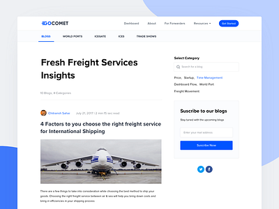 Blog Page Design blog freight landing list ui web website