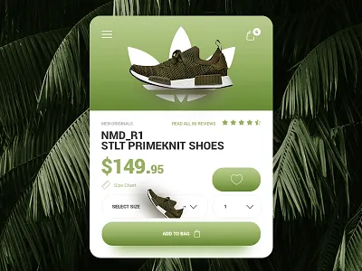 ADIDAS NMD_R1 STLT PRIMEKNIT - UI/UX MOBILE STORE CONCEPT cart checkout e commerce fashion mobile product shoe shop store ui ux web