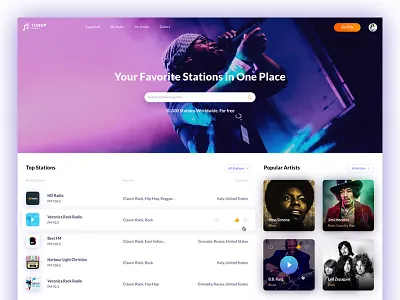 Online Radio Website audio media music player radio ui website xd