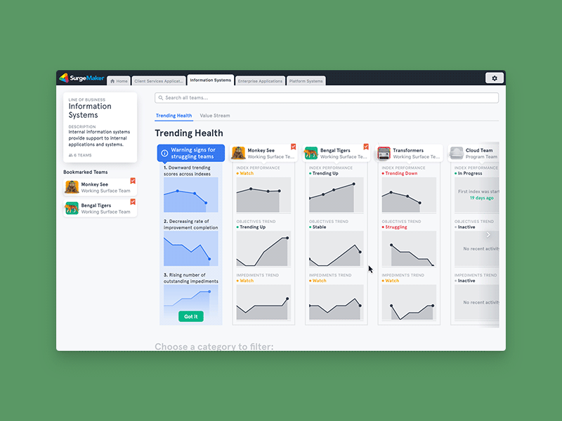 SurgeMaker · Dataviz Hover Details analytics dashboard data visualization dataviz graphs