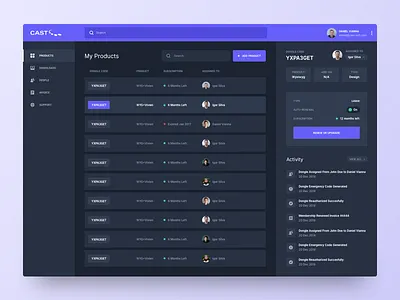 Cast-Soft Products List With Sidebar Navigation equipment management platform event planning dashboard homepage facelift design modern minimal layout ui ux user experience user interface visual clean design web design user interface
