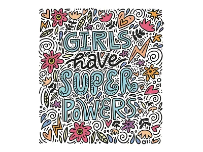 Super Power feminist girl power hand drawn lettering power quote super typography woman