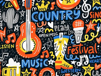 Country Music concept design hand drawn inspirational lettering music poster quote texture typography vector words