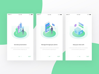 Data Management Onboarding Screen data isometric onboarding screen statistic ui ux web design