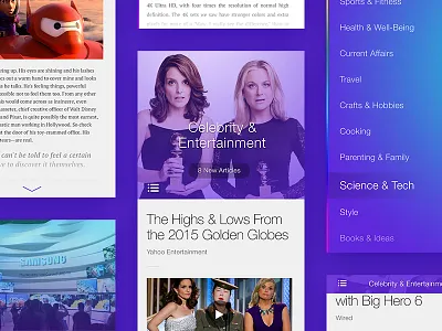 News Reader Exploration app color discovery exploration interactions news personality purple read style