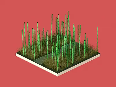 Bamboo Path 3d asian c4d cartoon cinema 4d design game grass isometric lighting shading