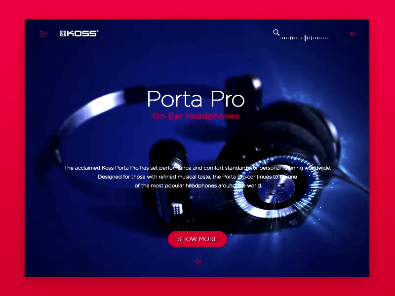 Koss - website hero concept ae animation audio headphones koss music portapro site sound spectrum web