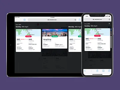 Aeroster · Mobile-first, desktop-next app branding calendar calibre flight logo mobile roster schedule timezone travel web