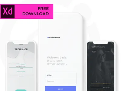 Login, register & forgot password - free download for Xd clean download forgot password free freebie iphone x login minimalistic register ui xd