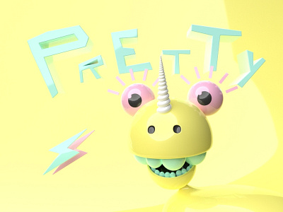 Pretty Unicorn 3d blender character design illustration