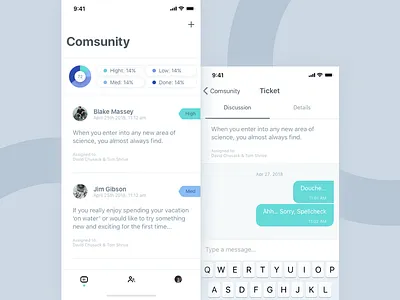 Comsunity - app 2018 chat clean conversation icons mobile odessa priority uiux ukraine white