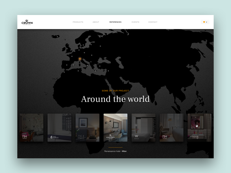 Example of Interactive world map element
