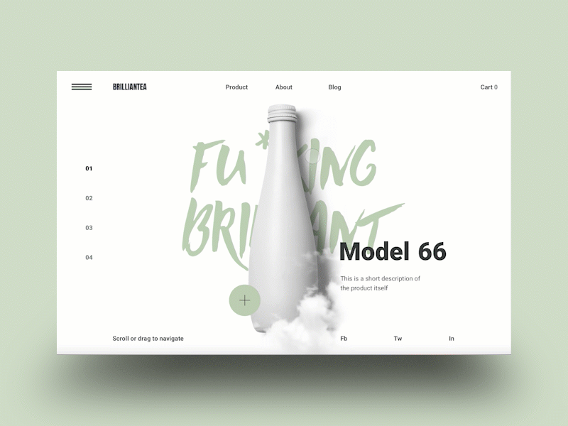 Brilliantea© — Product Page Prototype animation ecommerce minimal morph motion principle product prototype timeline typography ui ux