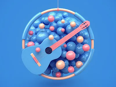Guitar 3d art print design guitar icon music render webshocker