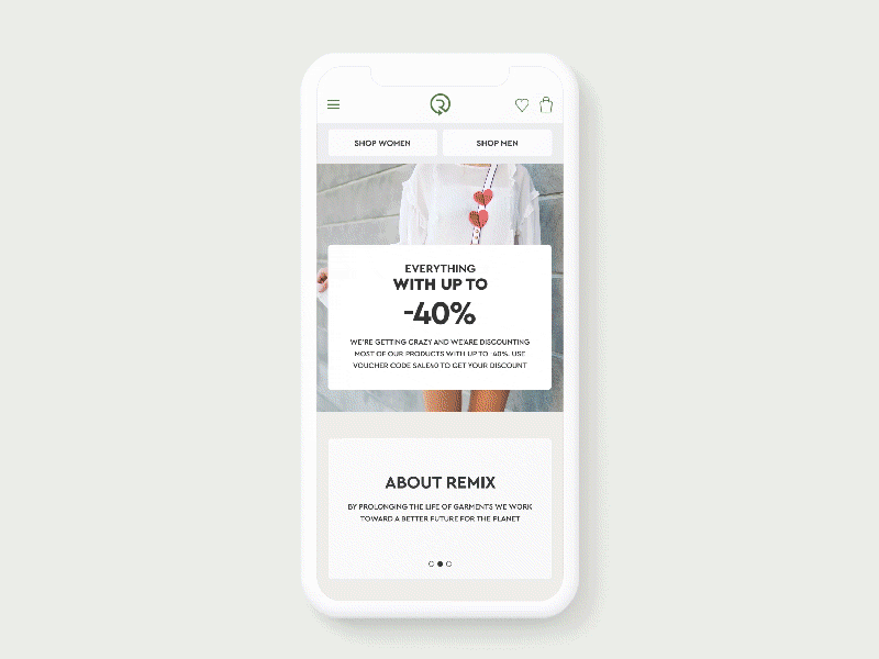Remixshop - Iphone landingpage concept clean concept interaction landingpage mockup second hand smartphone ui ux