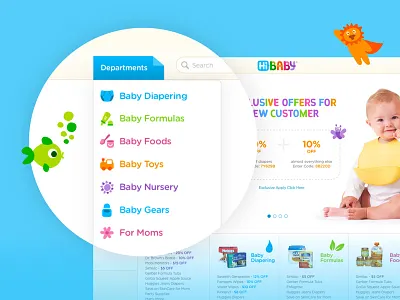HiBaby Concept baby branding design ecommerce fun illustration ui web