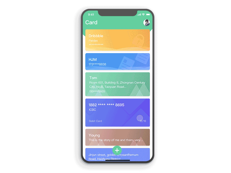 Card app app card list material mobile ui ux