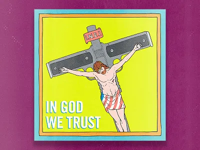 American Jesus america cross flag gun guns illustration jesus