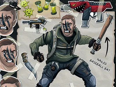 Custom Character Sheet adventure adventurer baseball bomb characterdesign game gaming rpg twitch warrior weapon