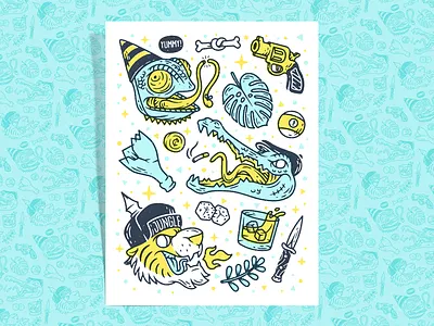 Jungle! animal apparel artwork badge design drawing graphic design hand drawn illustration lettering pattern print