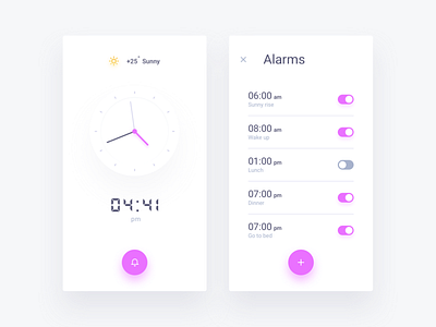 Watch app alarm clean clock minimal mobile modern time ui uiux ux watch weather