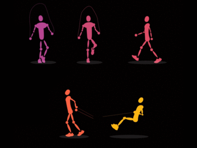Fitness app 2d animation cel animation character design frame by frame illustration jambo work motion motion design traditional animation transformation